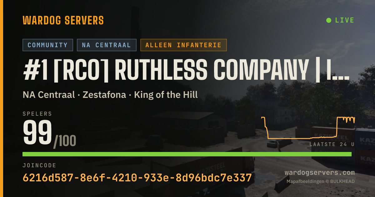 Live statusbanner voor #1 [RCO] RUTHLESS COMPANY | INFANTRY ONLY | 50v50