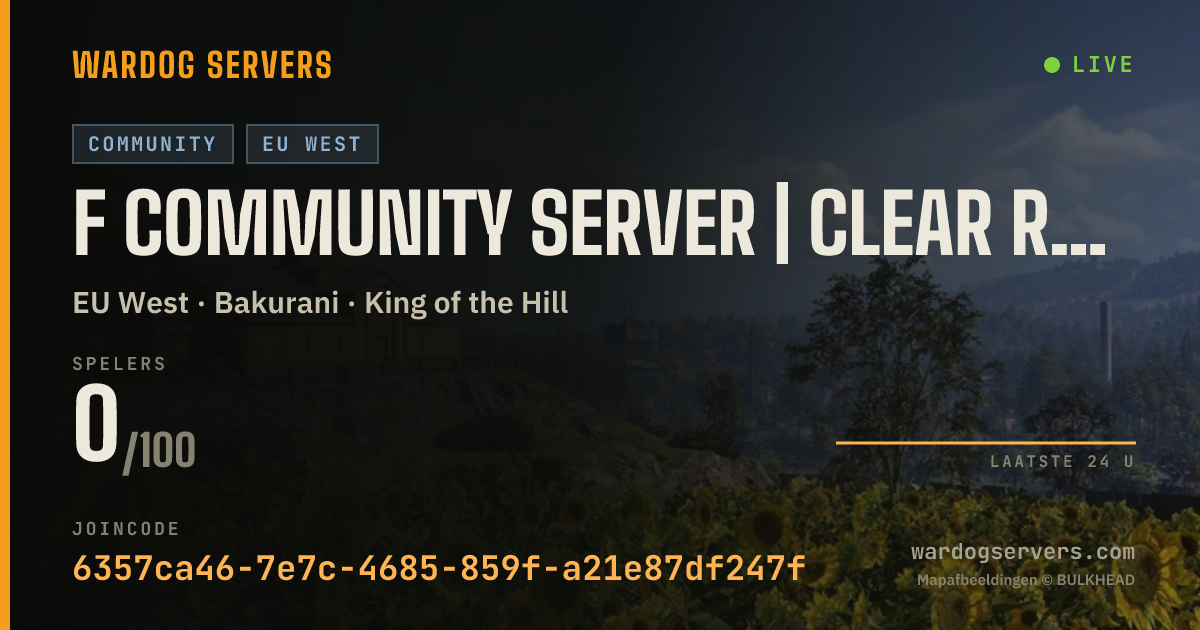 Live statusbanner voor F Community Server | Clear Rules, Newbie Pro