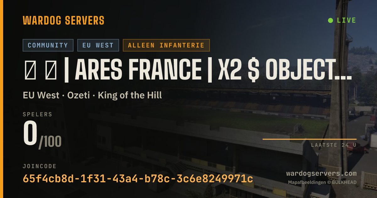 Live statusbanner voor ➀ ★ | ARES FRANCE | x2 $ objectifs | discord.gg/CvcvsWcjvv ★