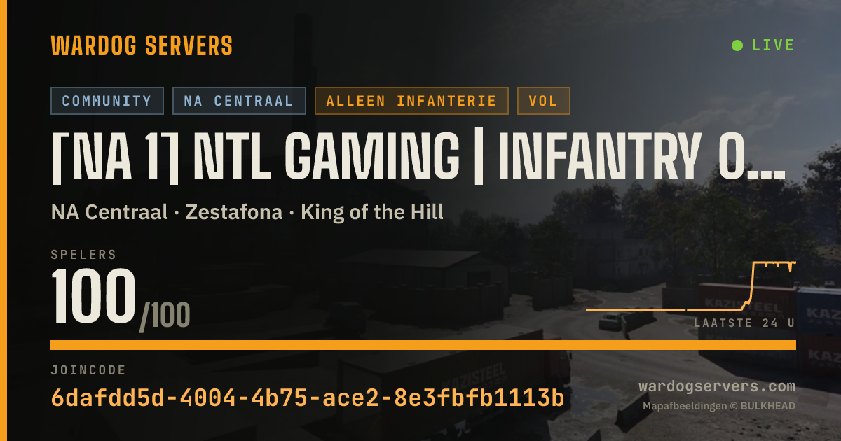 Live statusbanner voor [NA 1] NTL Gaming | Infantry Only | discord.gg/NTLGaming