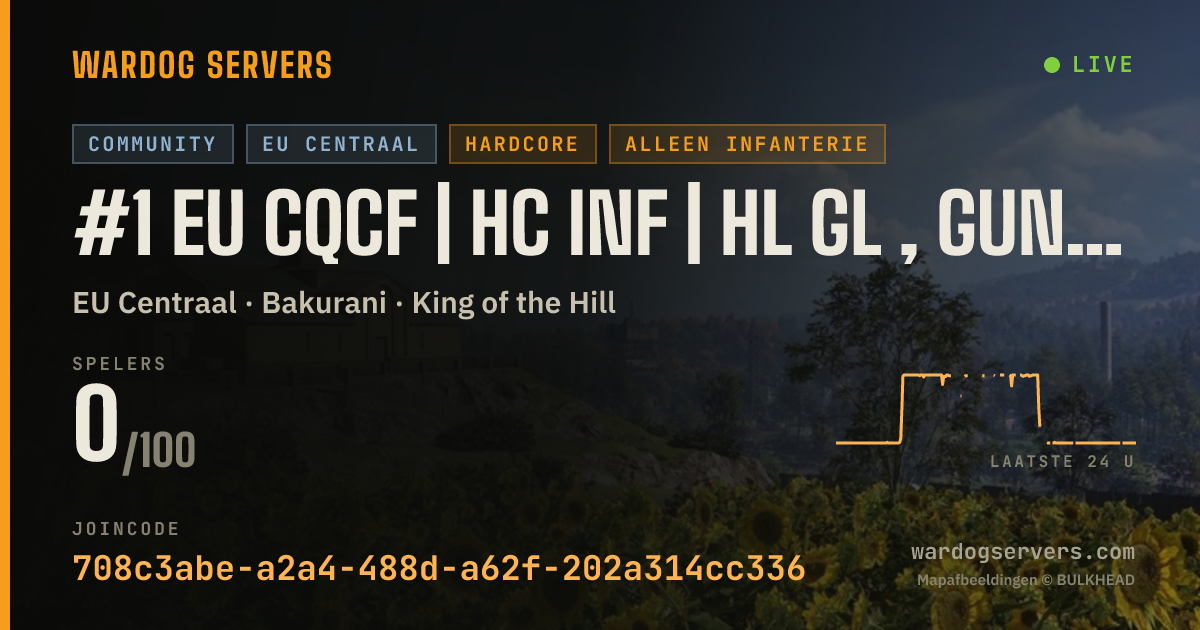 Live statusbanner voor #1 EU CQCF | HC INF | HL GL , GUN CAR , MORTAR FORB | ADMINS | 0