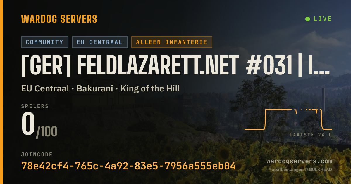 Live statusbanner voor [GER] Feldlazarett.net #031 | Infantry Only | 65-85-47