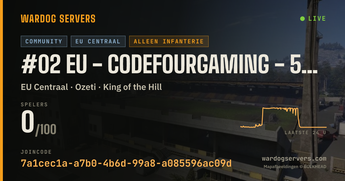 Live statusbanner voor #02 EU - CodeFourGaming - 50v50 Infantry - discord.gg/c4g