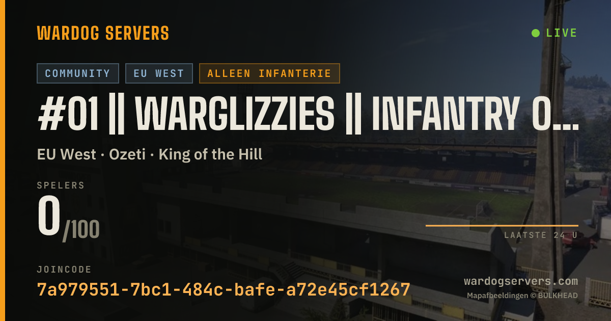 Live statusbanner voor #01 || WARGLIZZIES || INFANTRY ONLY || ALL SIZES WELCOME