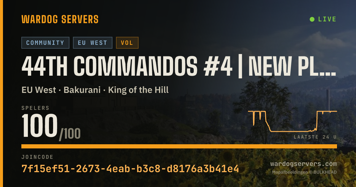 Live statusbanner voor 44th Commandos #4 | New Player Friendly | discord.gg/44thwardogs