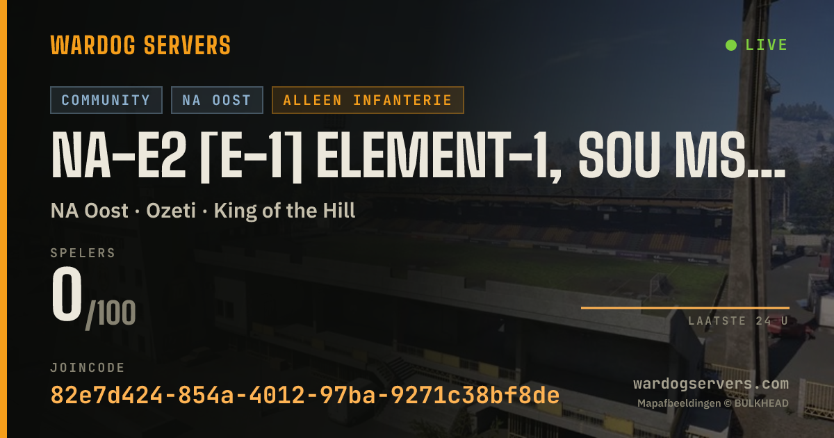 Live statusbanner voor NA-E2 [E-1] ELEMENT-1, SOU MSS → INFANTRY | 50/50