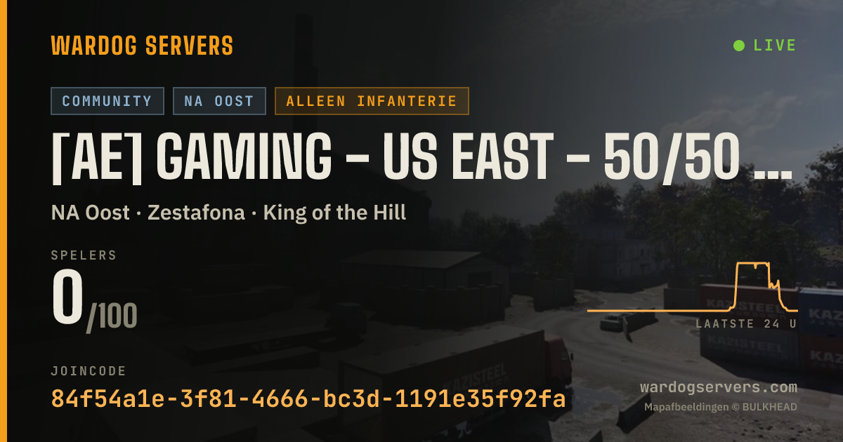 Live statusbanner voor [AE] GAMING - US EAST - 50/50 #7 - (T) AERECRUIT.COM
