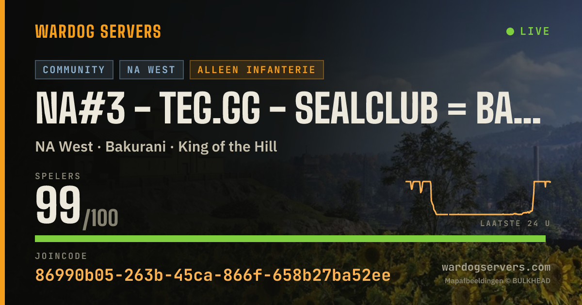 Live statusbanner voor NA#3 - TEG.gg - Sealclub = ban - Infantry mode - The Employed Ga