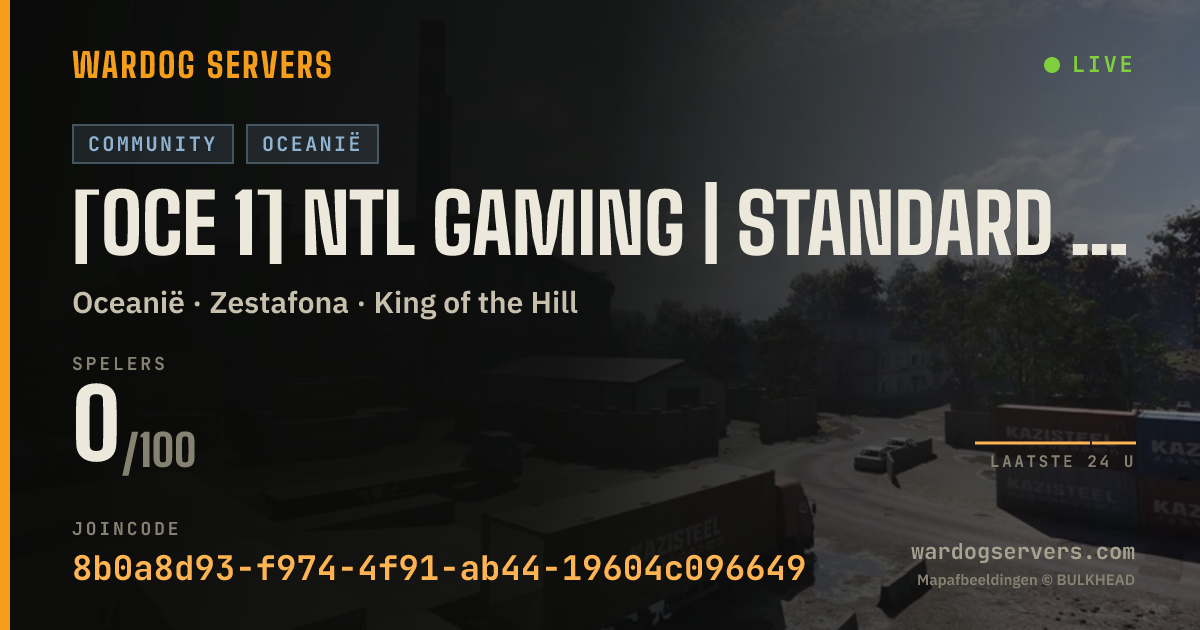 Live statusbanner voor [OCE 1] NTL Gaming | Standard | discord.gg/NTLGaming