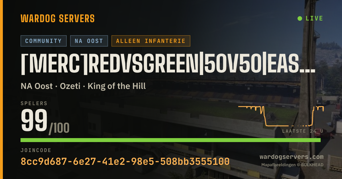 Live statusbanner voor [Merc]RedvsGreen|50v50|East|Discord.gg/m3rc