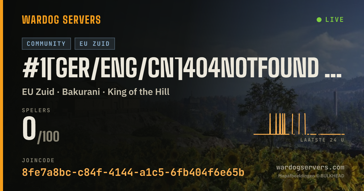 Live statusbanner voor #1[GER/ENG/CN]404NotFound Admin24/7 20PLAYER START