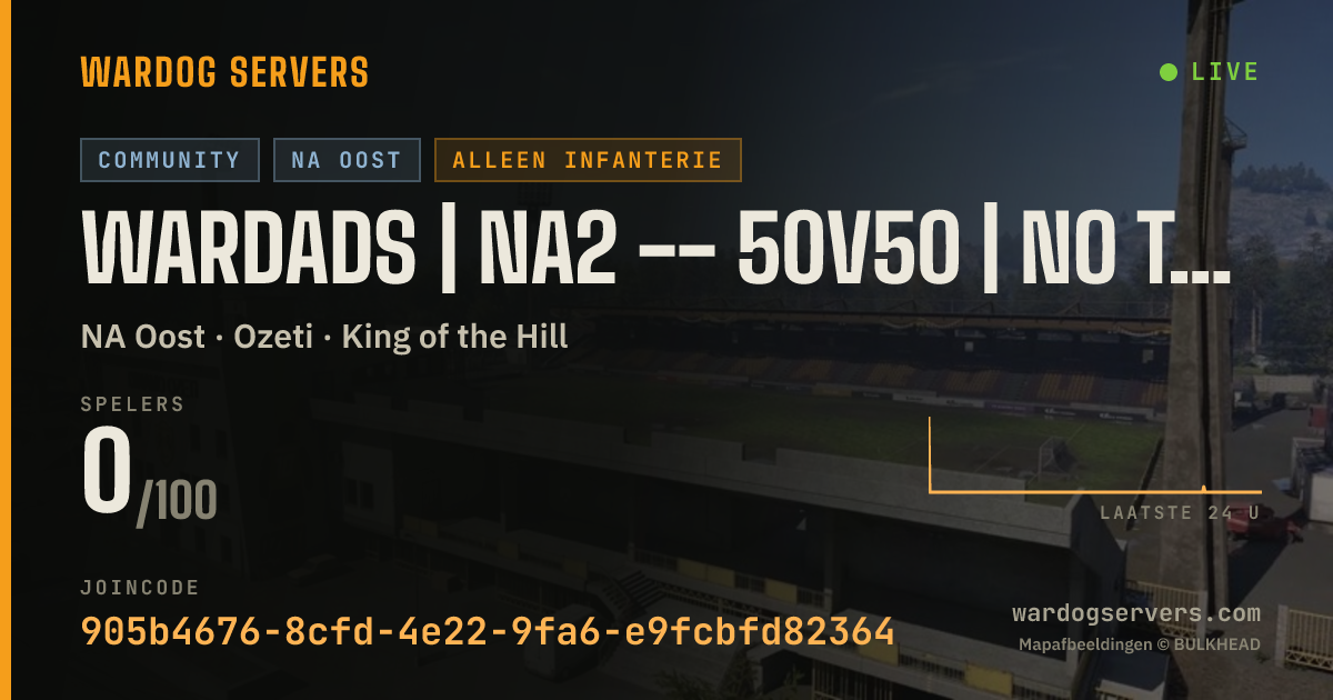 Live statusbanner voor WARDADS | NA2 -- 50v50 | NO TANKS OR AIR ASSAULT VEHICLES