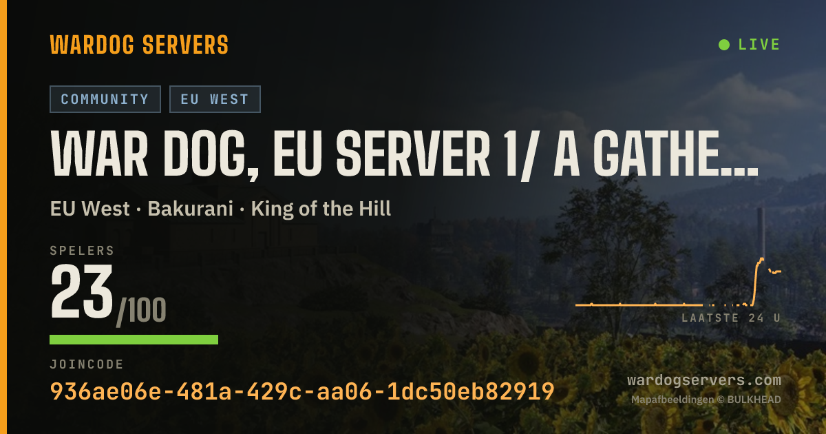 Live statusbanner voor War Dog, EU Server 1/ a gathering place for newcomers.