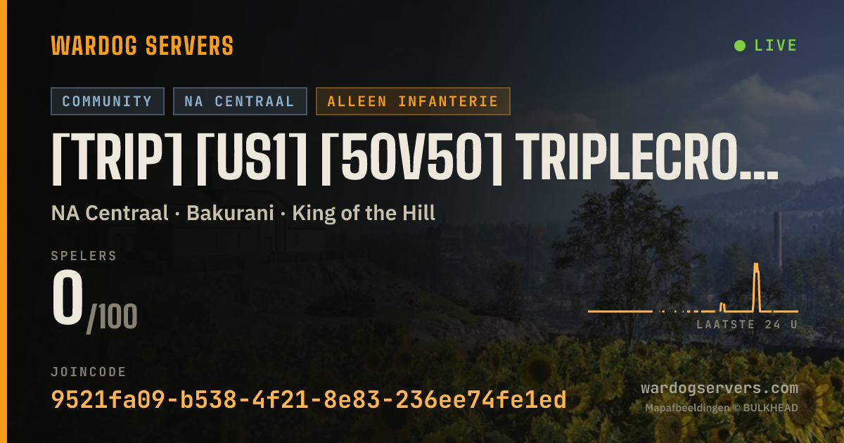 Live statusbanner voor [TRIP] [US1] [50v50] triplecrown.gg | LIVE LEADERBOARD