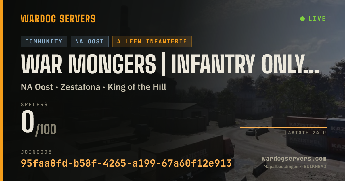 Live statusbanner voor War Mongers | Infantry Only | https://discord.gg/warmongers