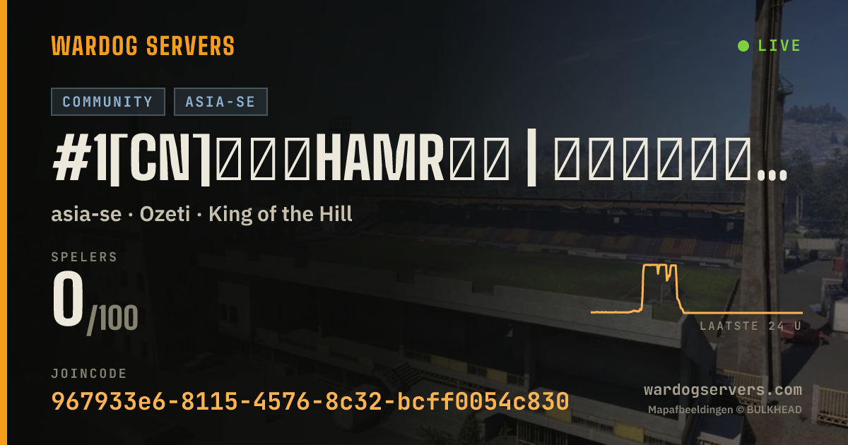 Live statusbanner voor #1[CN]公益服HAMR锤子 | 收益已调最优 | 外挂秒BAN |萌新友好 禁止迫击炮 | QQ群:1109286271