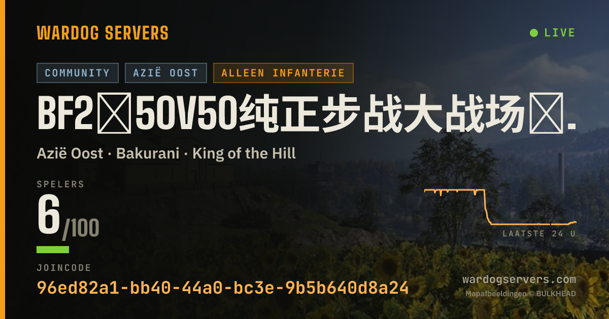 Live statusbanner voor BF2★50V50纯正步战大战场★JP【战地窝】★Ai24H反作弊★禁FOB禁狙禁30+武器