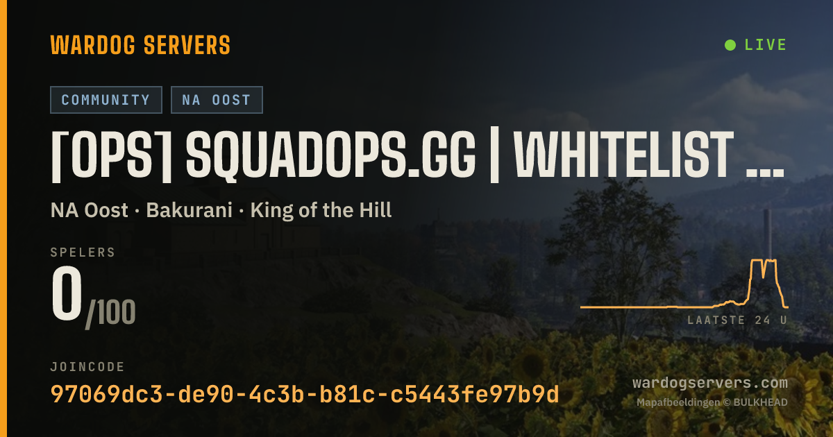 Live statusbanner voor [Ops] SquadOps.gg | Whitelist Available | Discord.gg/SquadOps