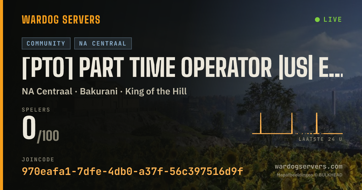 Live statusbanner voor [PTO] PART TIME OPERATOR |US| EAST 100 PLAYER