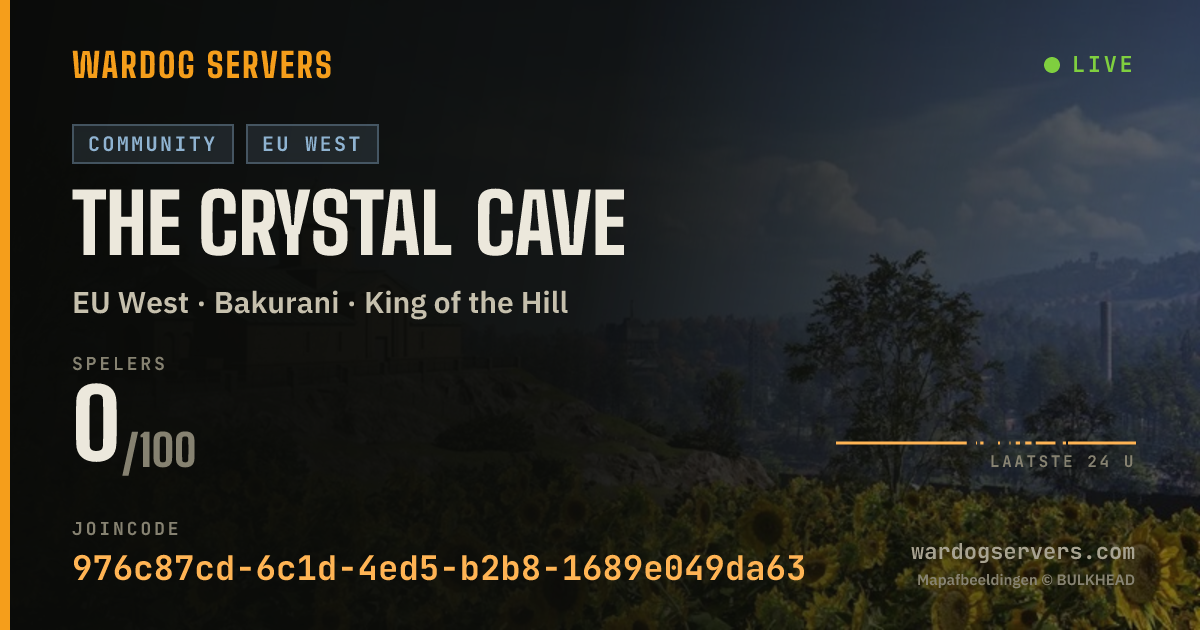 Live statusbanner voor The Crystal Cave