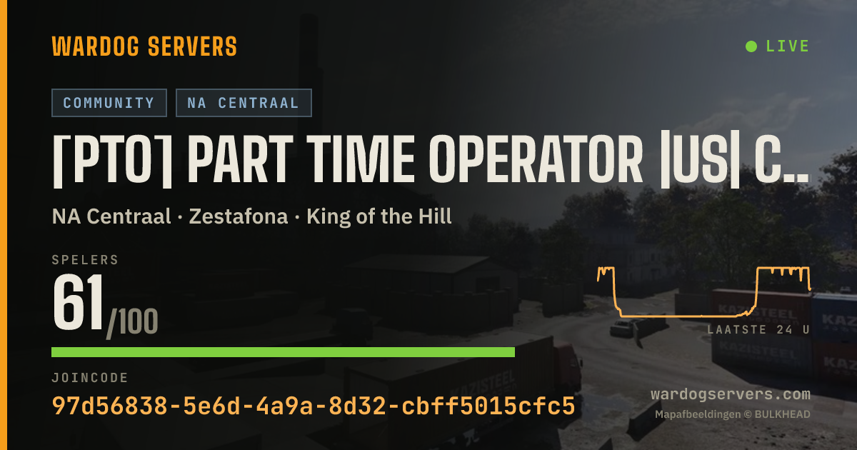 Live statusbanner voor [PTO] PART TIME OPERATOR |US| CENTRAL 100 PLAYER