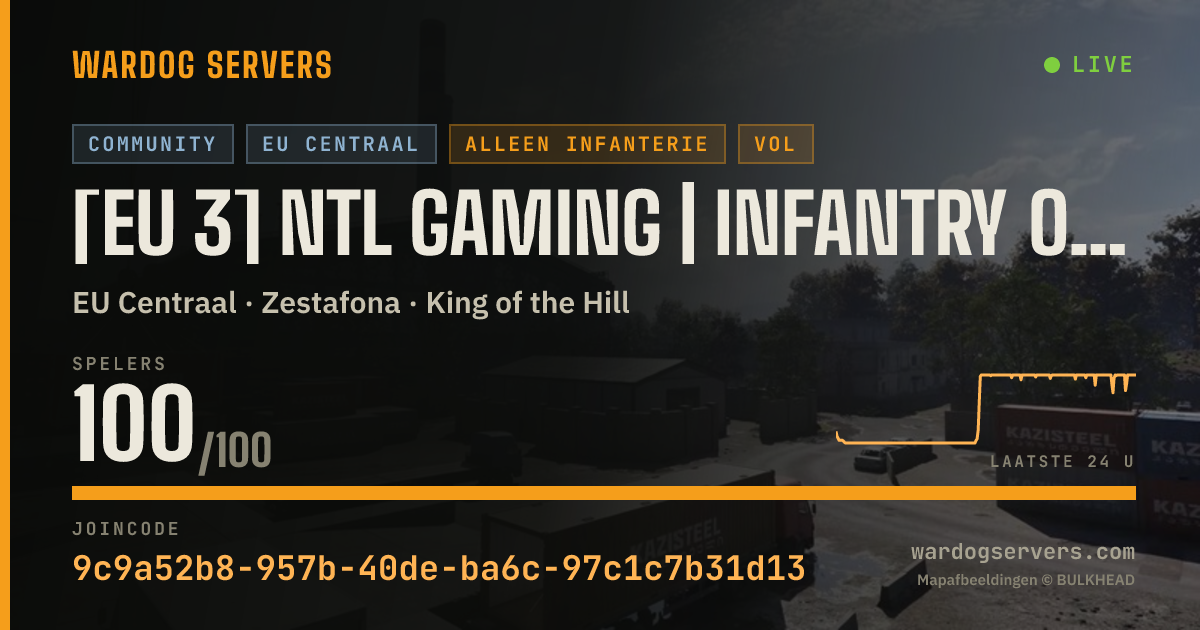Live statusbanner voor [EU 3] NTL Gaming | Infantry Only 50v50 | discord.gg/NTLGaming