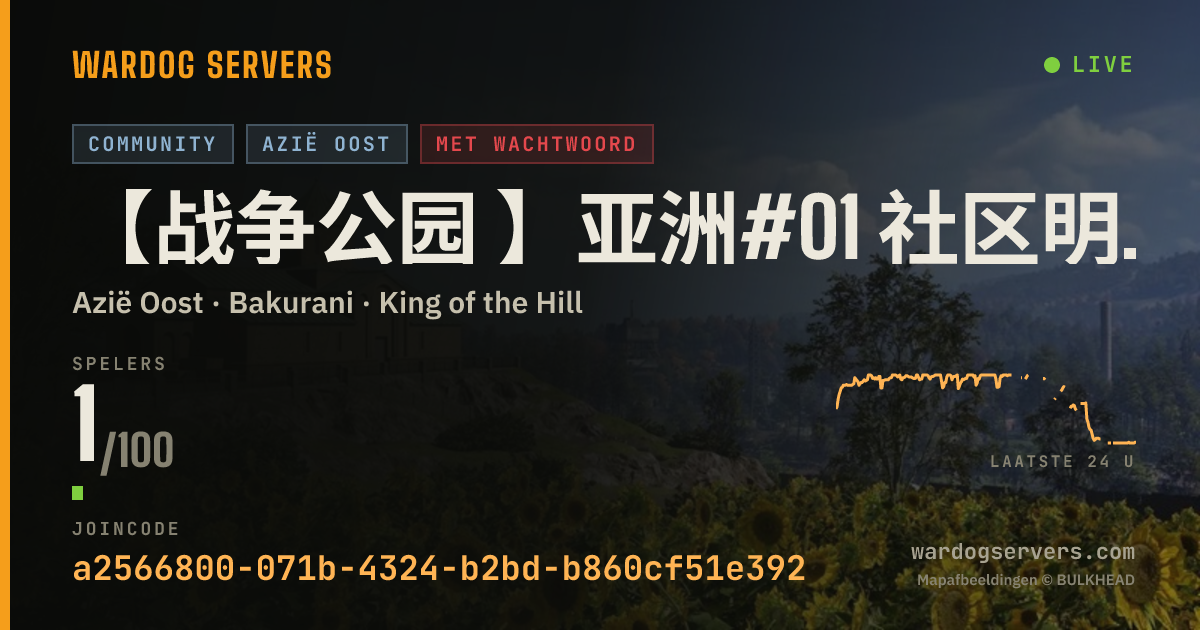Live statusbanner voor 【战争公园 】亚洲#01 社区明星服务器 认准唯一QQ群69778645