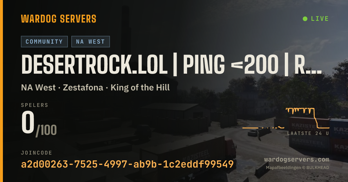 Live statusbanner voor DesertRock.lol | Ping <200 | Rain + New Spawns |