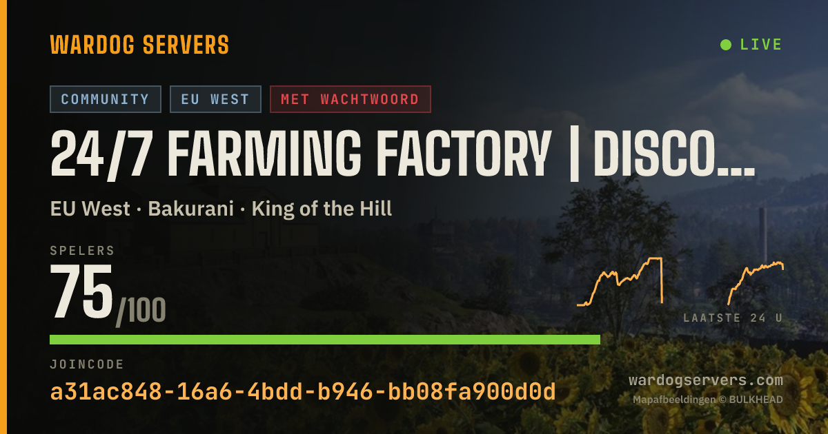Live statusbanner voor 24/7 Farming Factory | discord.gg/gXSNme5TRG