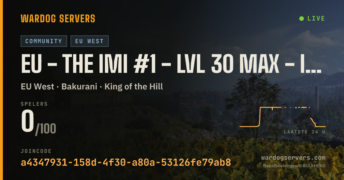 Live statusbanner voor EU - The IMI #1 - LVL 30 Max - Infantry Only