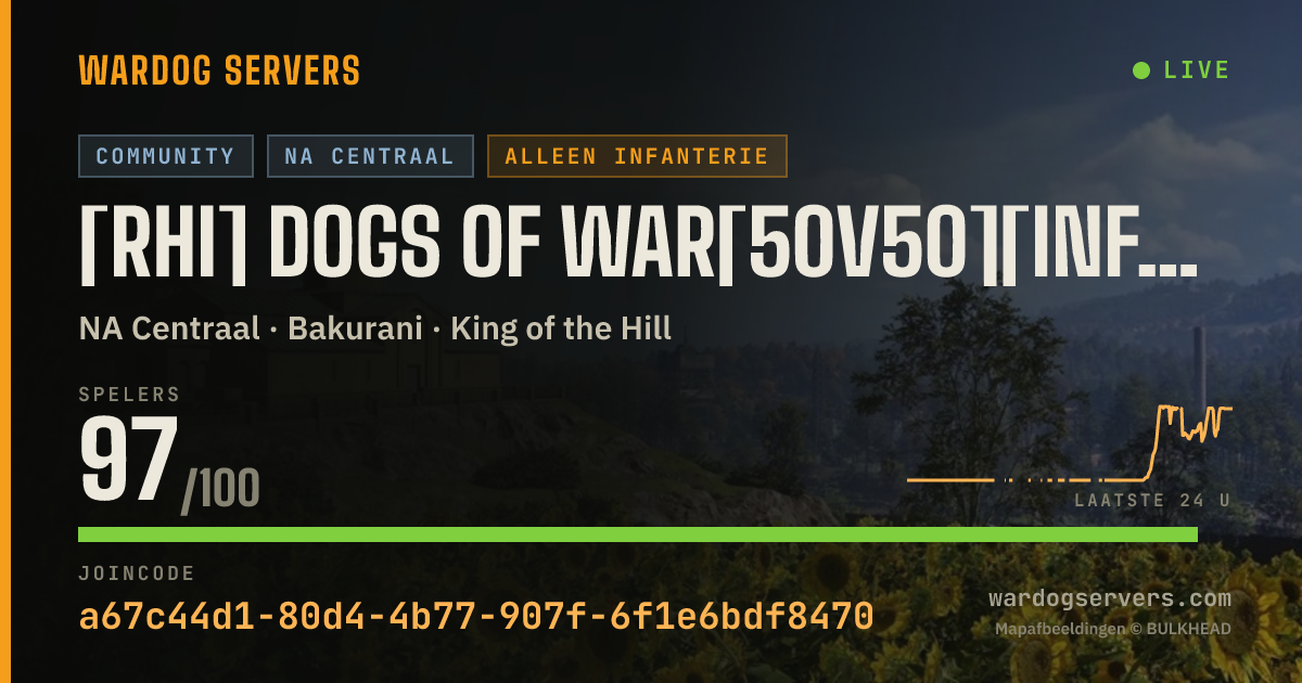 Live statusbanner voor [RHI] Dogs of War[20P Start]- Join us @discord.gg/rhi