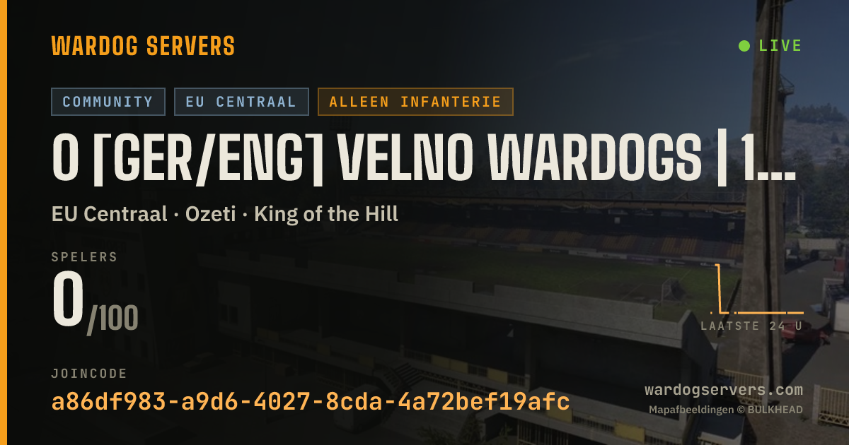 Live statusbanner voor 0 [GER/ENG] Velno Wardogs | 100% XP | discord.gg/velnowar^^