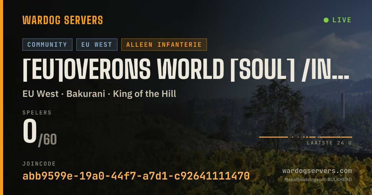 Live statusbanner voor [EU]Overons World [SOUL] /Infantry/Max LVL 100