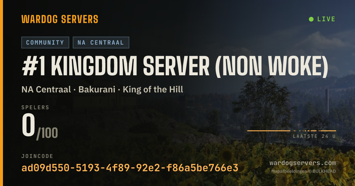 Live statusbanner voor #1 Kingdom Server (Non Woke)