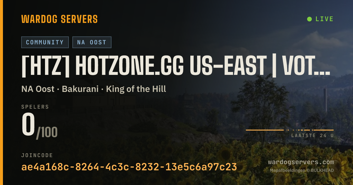 Live statusbanner voor [HtZ] HOTZONE.gg US-EAST | Vote Map | Reserved Slots