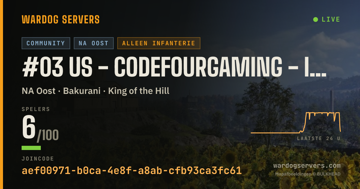 Live statusbanner voor #03 US - CodeFourGaming - Infantry - discord.gg/c4g
