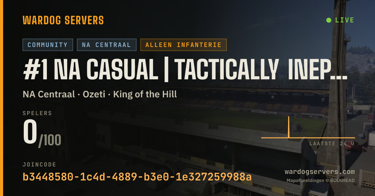 Live statusbanner voor #1 NA Casual | Tactically Inept | Rotating Infantry Only/Normal
