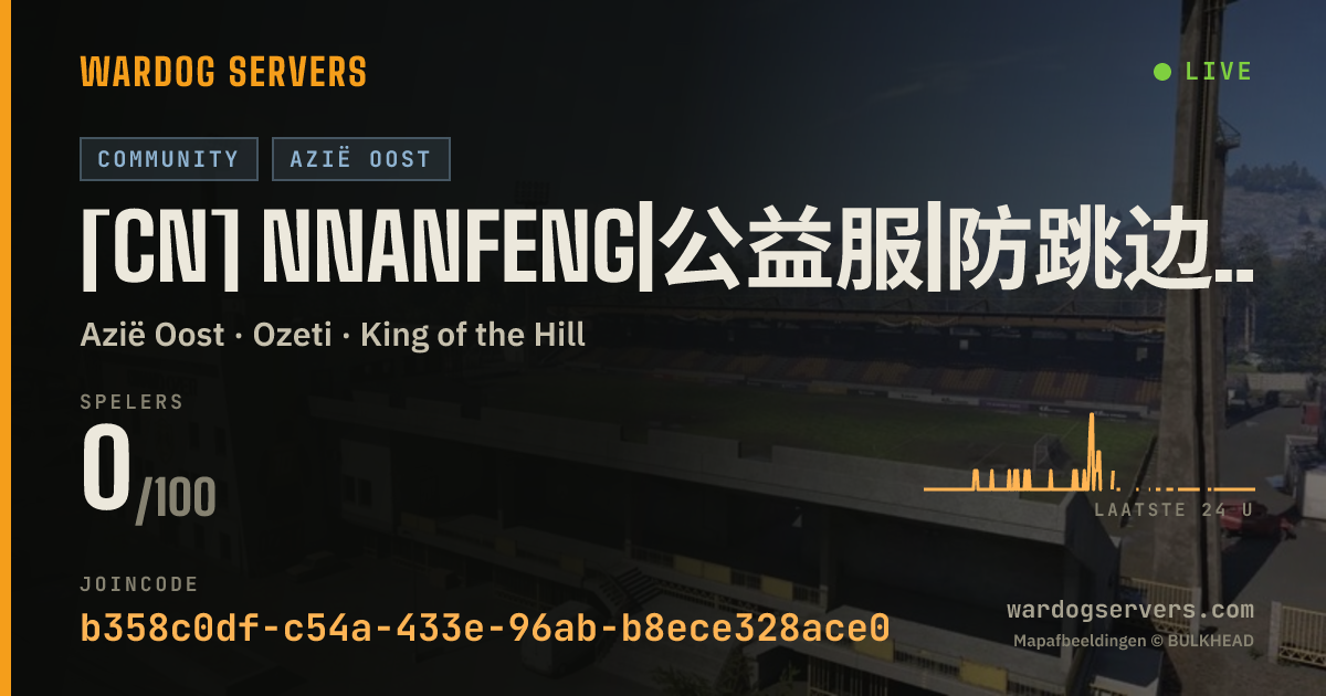 Live statusbanner voor [CN] NNanfeng|公益服|防跳边|外挂秒T|暖服送白名单|Q群1040796259 KD战绩查询 招OP