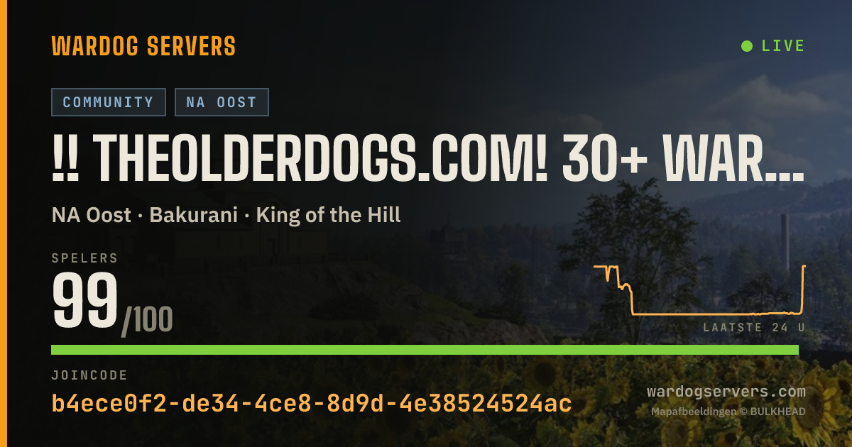 Live statusbanner voor !! TheOlderDogs.com! 30+ Wardogs Gaming Community! Join Us!