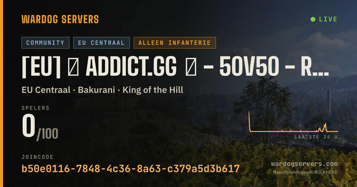 Live statusbanner voor [EU] ⊙ ADDICT.GG ⊙ - 50v50 - Rules - Cashprize $500