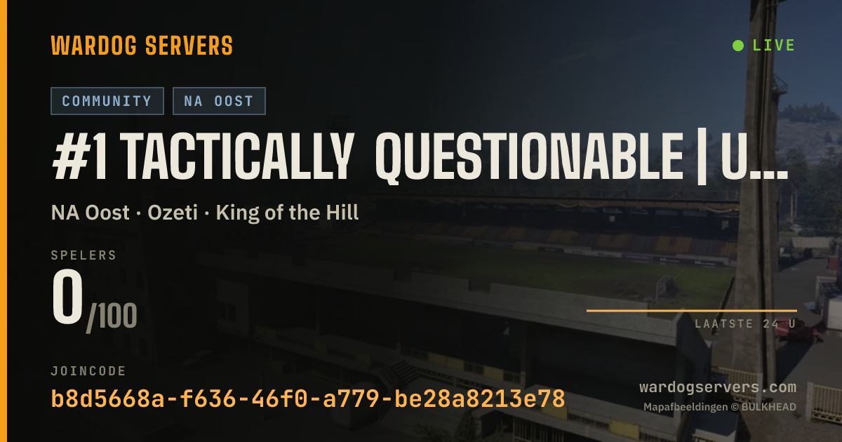 Live statusbanner voor #1 Tactically Questionable | US East