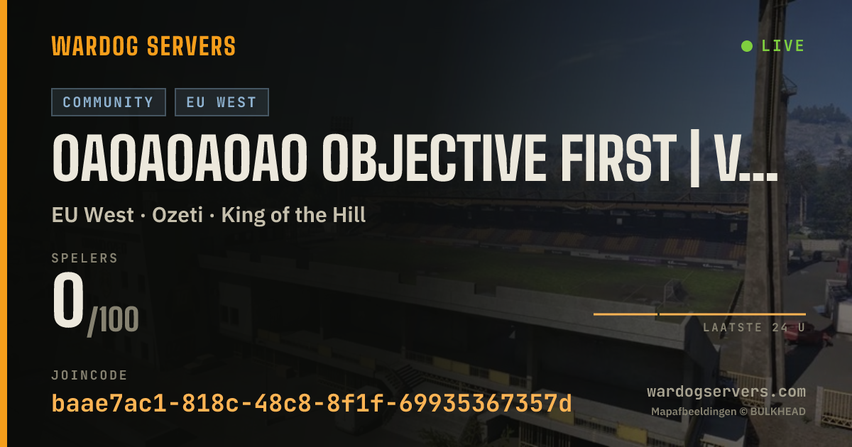 Live statusbanner voor 0A0A0A0A0 Objective First | Voice Req | discord.gg/obj1st