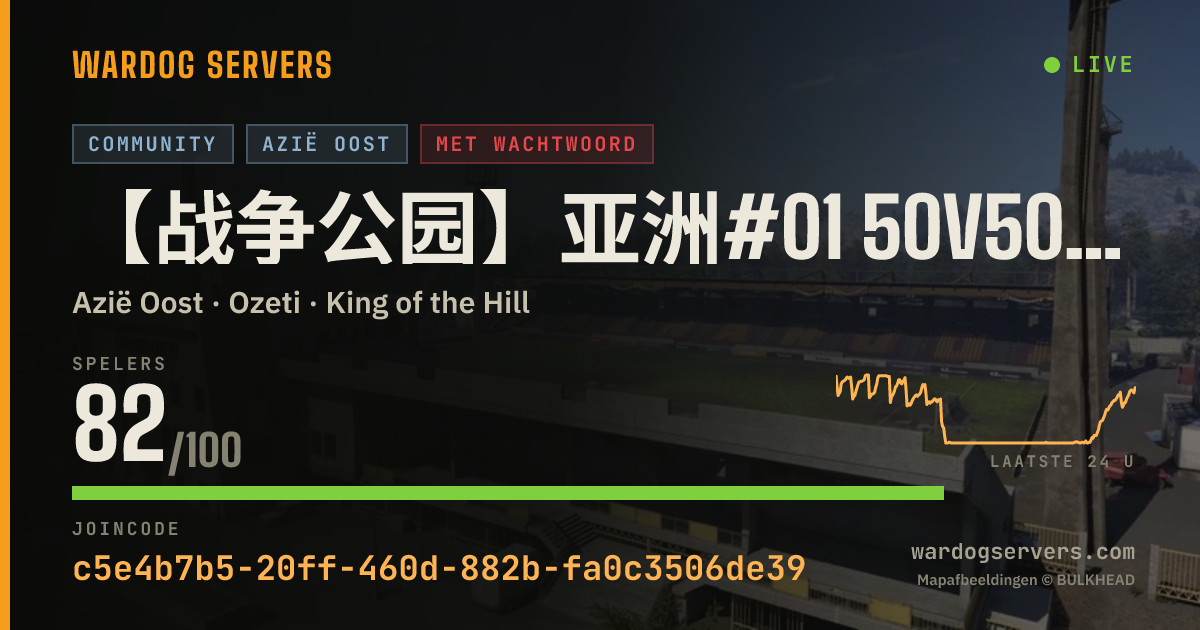 Live statusbanner voor 【战争公园】亚洲#01 50V50肘击派对 认准唯一QQ群：69778645