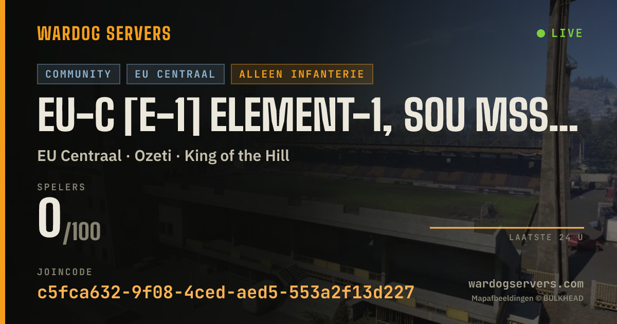 Live statusbanner voor EU-C [E-1] ELEMENT-1, SOU MSS → INFANTRY | 50/50