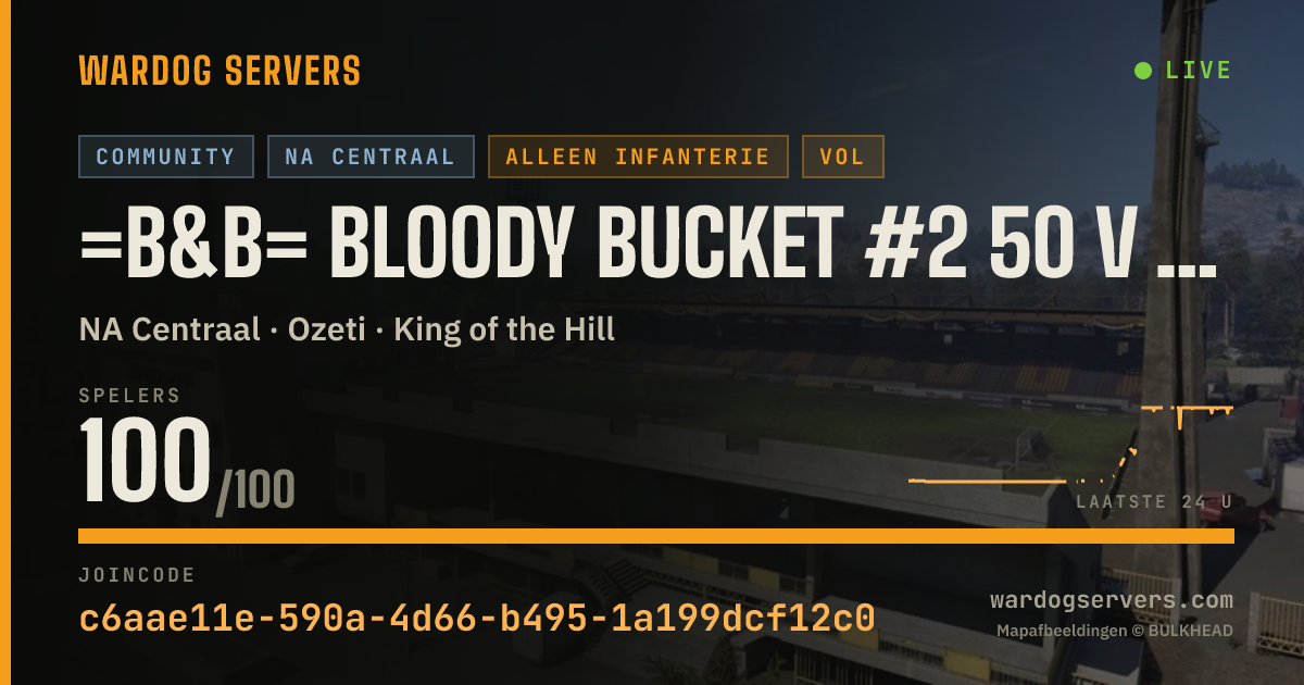 Live statusbanner voor =B&B= Bloody Bucket #2 50 v 50 No GL Heli - discord.gg/bbucket