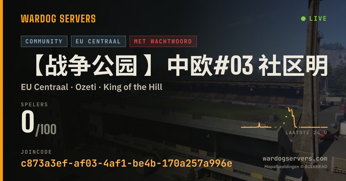 Live statusbanner voor 【战争公园 】中欧#03 社区明星服务器 认准唯一QQ群69778645
