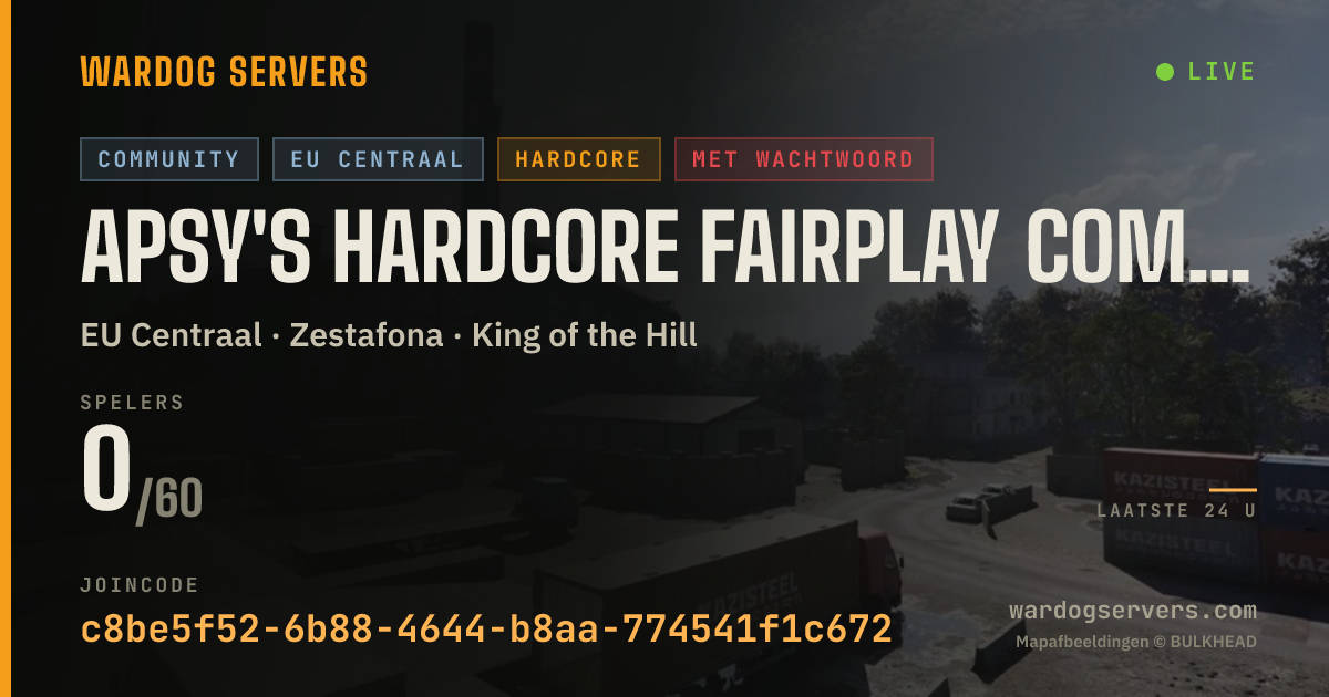 Live statusbanner voor APSy's Hardcore Fairplay Community Server