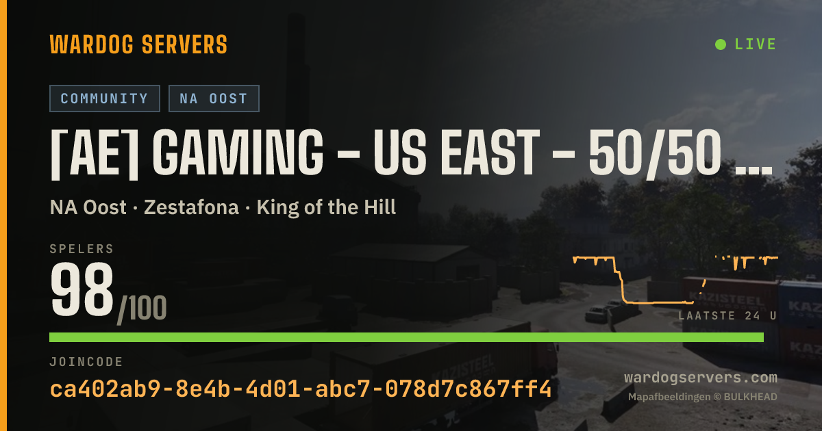 Live statusbanner voor [AE] GAMING - US EAST - 50/50 #2 - AERECRUIT.COM