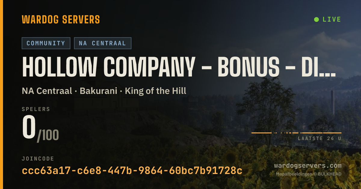Live statusbanner voor Hollow Company - Bonus - discord.gg/ZMEzHAFTuW