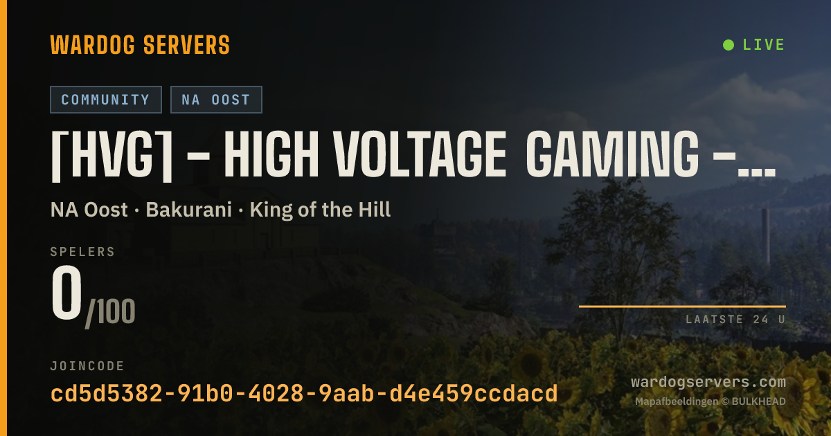 Live statusbanner voor [HVG] - High Voltage Gaming - (30 player start)